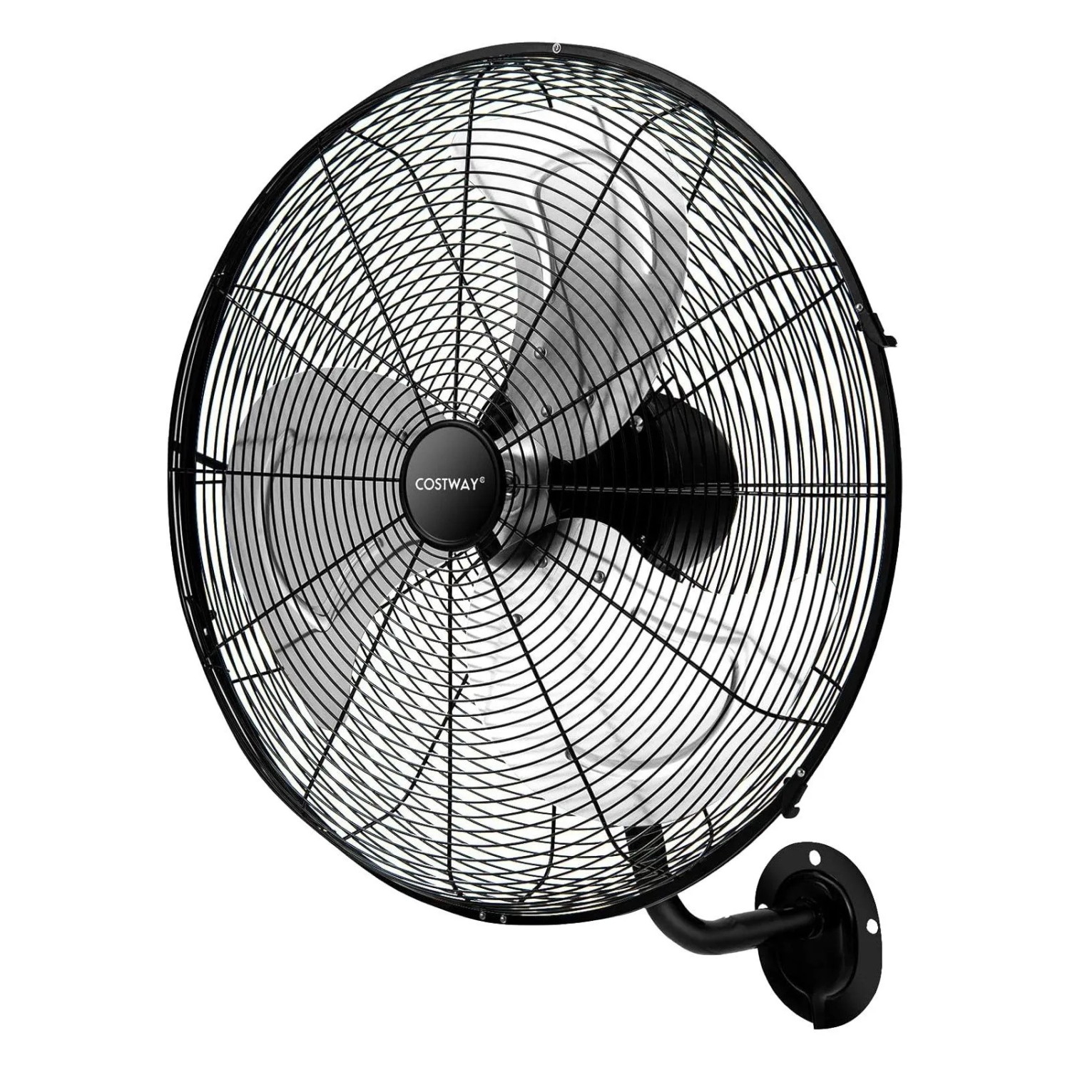 Costway Wandventilator 85° Oszillation & 30° Verstellbare Neigungswinkel Schwarz