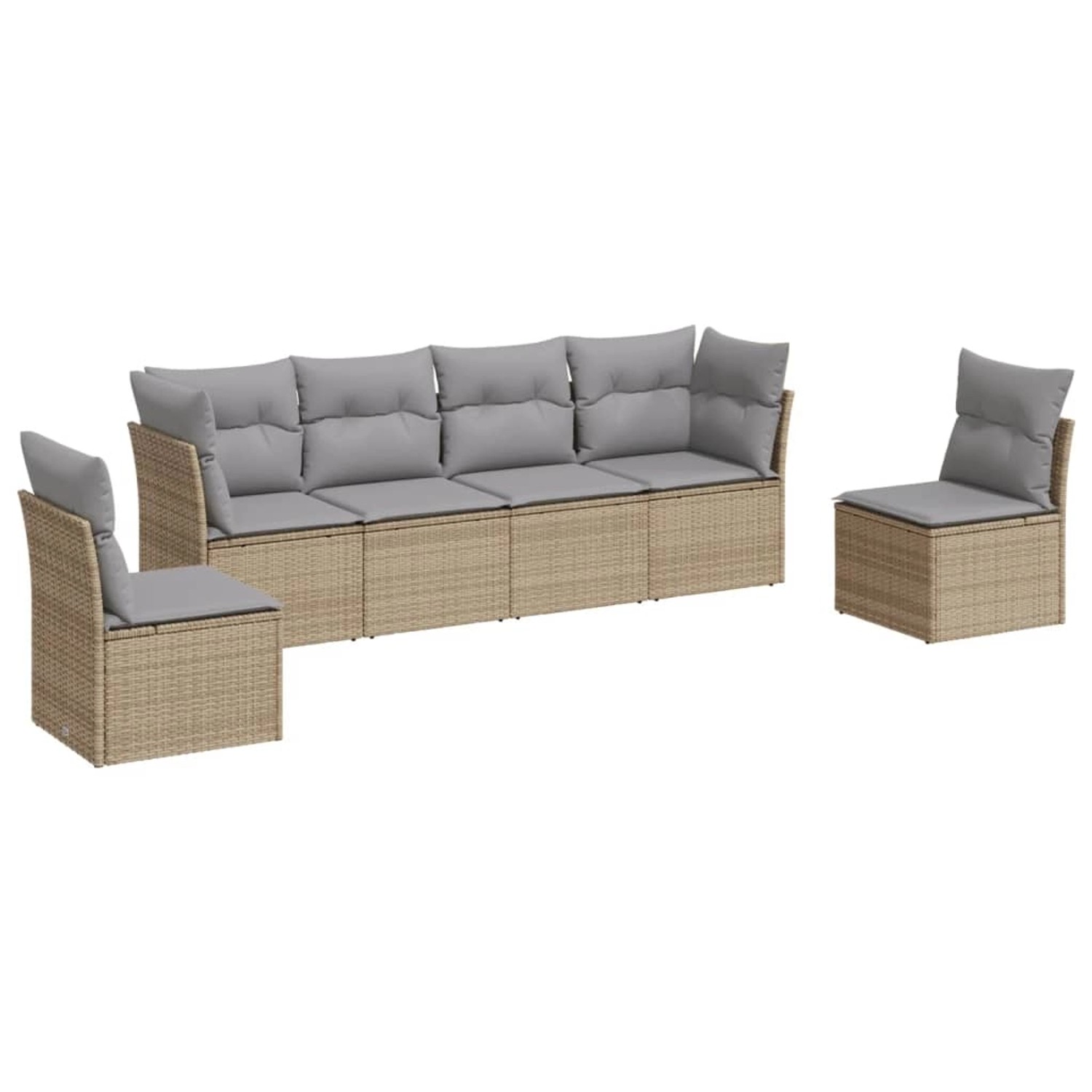 vidaXL 6-Tlg Garten-Sofagarnitur mit Kissen Beige Poly Rattan 3249208 günstig online kaufen