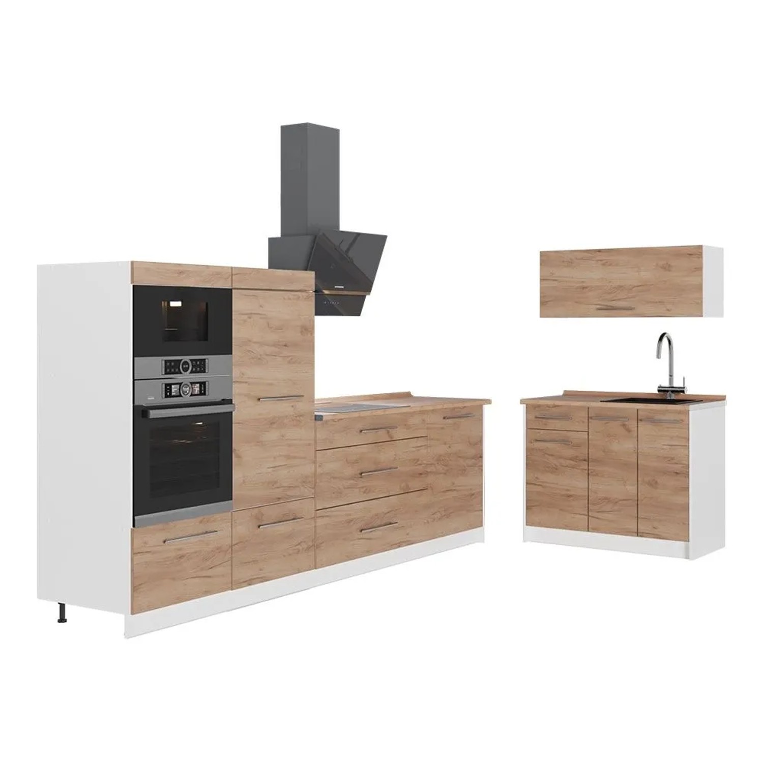 Vicco Küchenzeile Fame-Line Goldkraft Eiche 380 x 154 AP Eiche Art Nr 62943