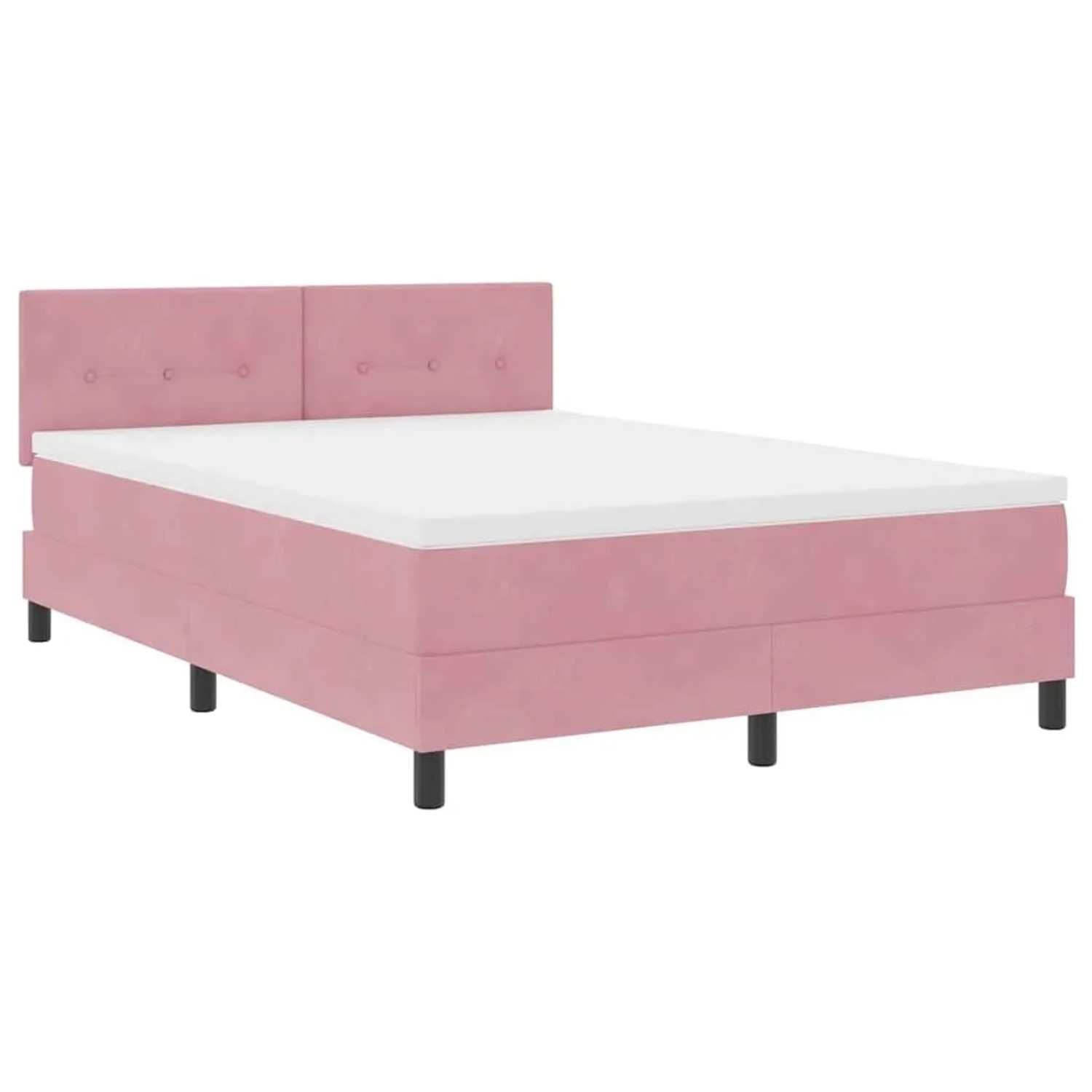 vidaXL LED Boxspringbett mit Matratze mit LED Rosa 140 x 200 cm Samt 3342661
