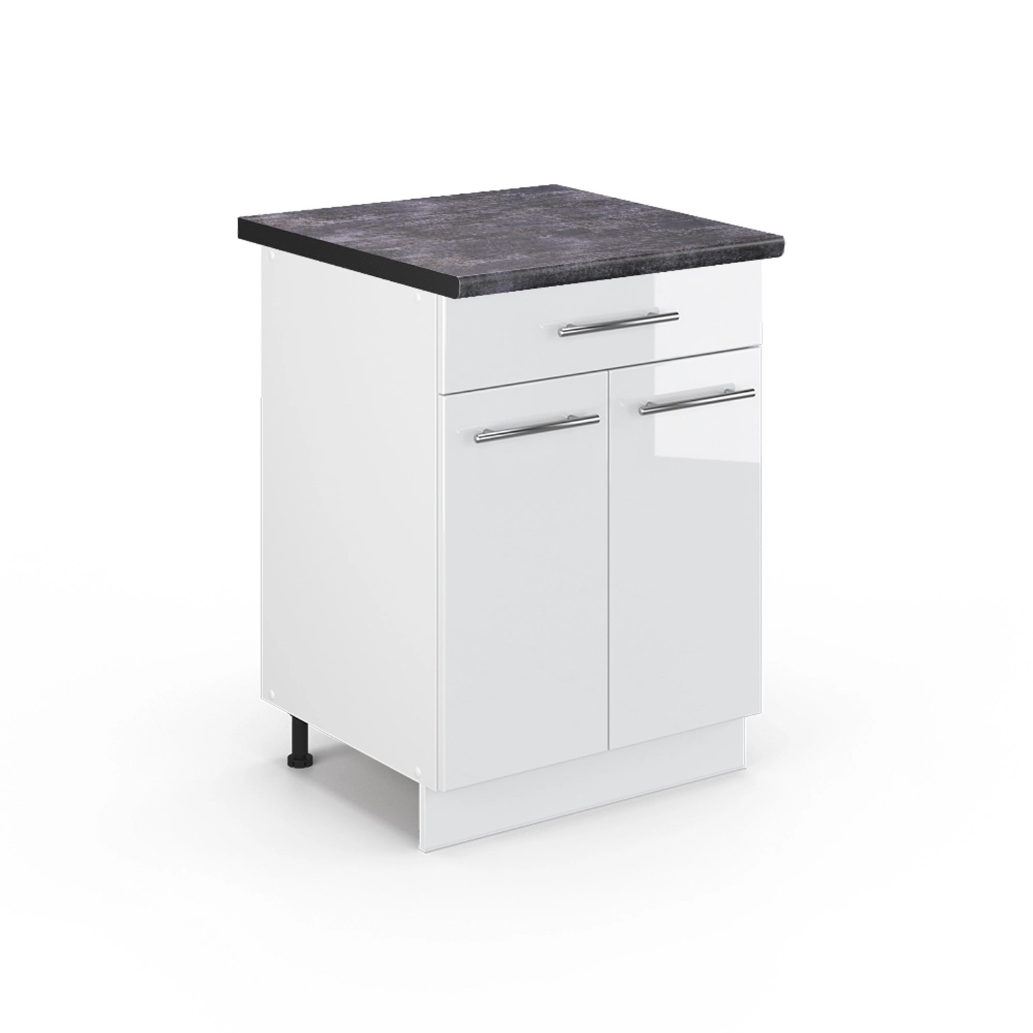 Vicco Küchenunterschrank Fame-Line Weiß Hochglanz/Weiß 60 cm mit Schublade AP Anthrazit