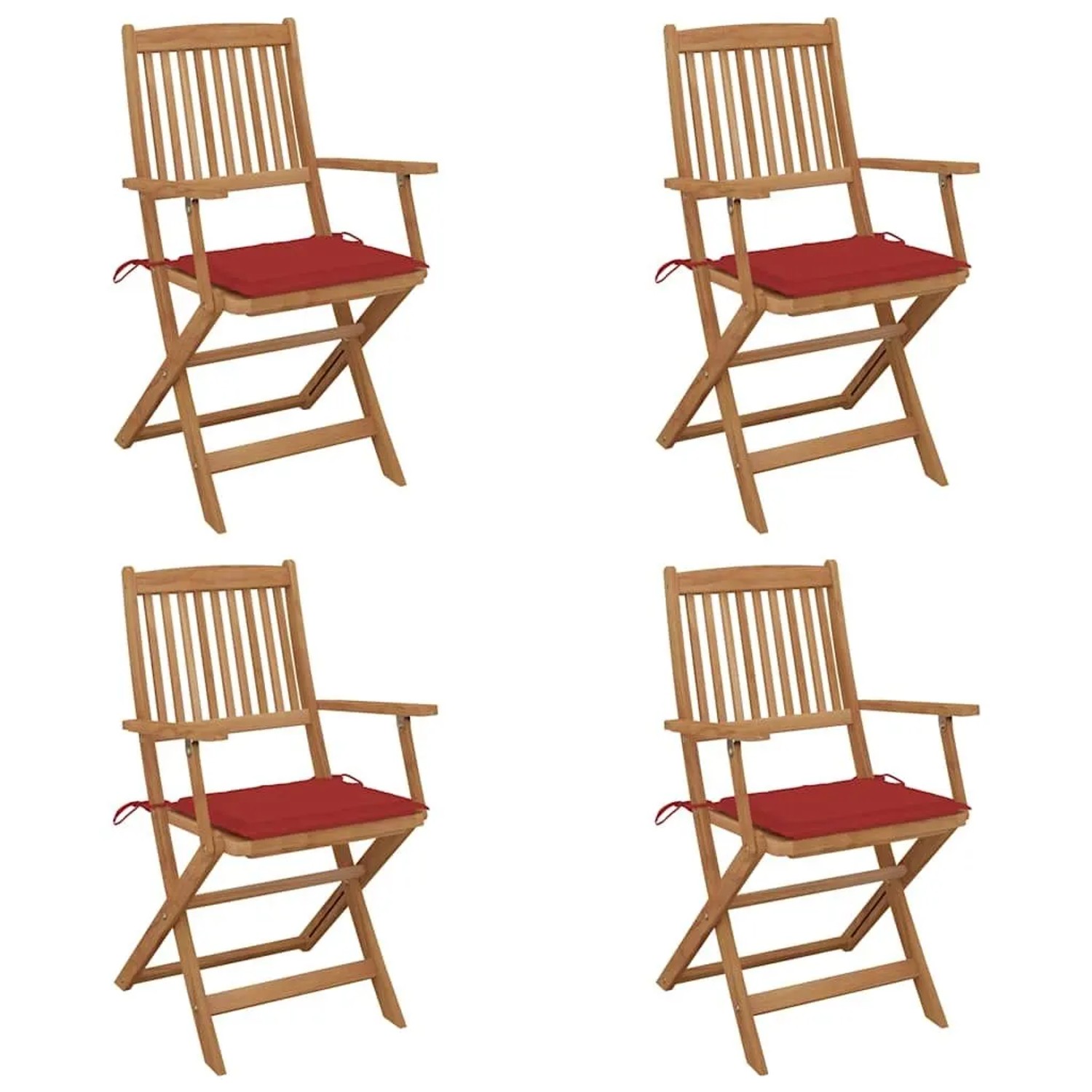 vidaXL Klappbare Gartenstühle 4 Stk mit Kissen Massivholz Akazie 3064623
