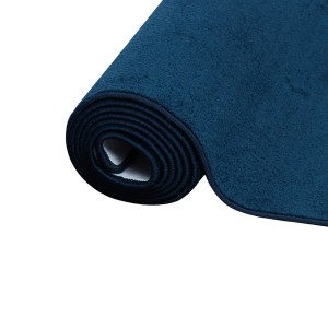 Gerollter, dunkelblauer Snapstyle Trend Velours Teppichläufer Joy, 80x160cm.