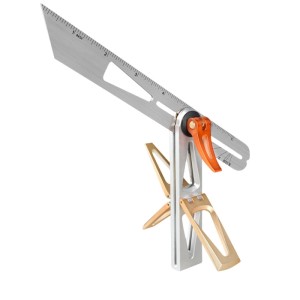 STAHLWERK Schmiege aus Aluminium mit orangefarbenem Hebel, Messskalen und Profilschablonen für präzises Messen.