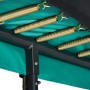 Detailaufnahme: Federn und Rahmen des grünen Salta Trampolin First Class 366x214 cm.