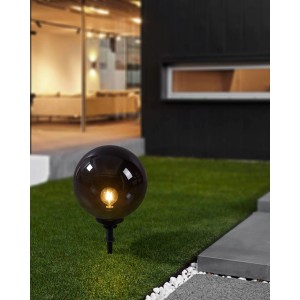Eglo Monterollo Außen-Kugelleuchte Smoke mit Erdspieß, schwarz, Ø 40 cm. Dekorative Gartenbeleuchtung.