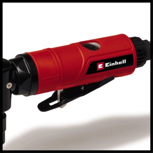 Einhell Druckluft-Winkelschleifer TC-PA 50, rot/schwarz, mit Softgrip und Zubehör für Kompressoren.