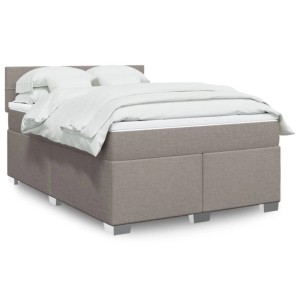vidaXL Boxspringbett mit Matratze Taupe 160x200 cm Stoff 3288243