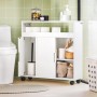 Weißer SoBuy Nischenschrank BZR02-W mit Rollen, Ablage und Stauraum für Badutensilien.
