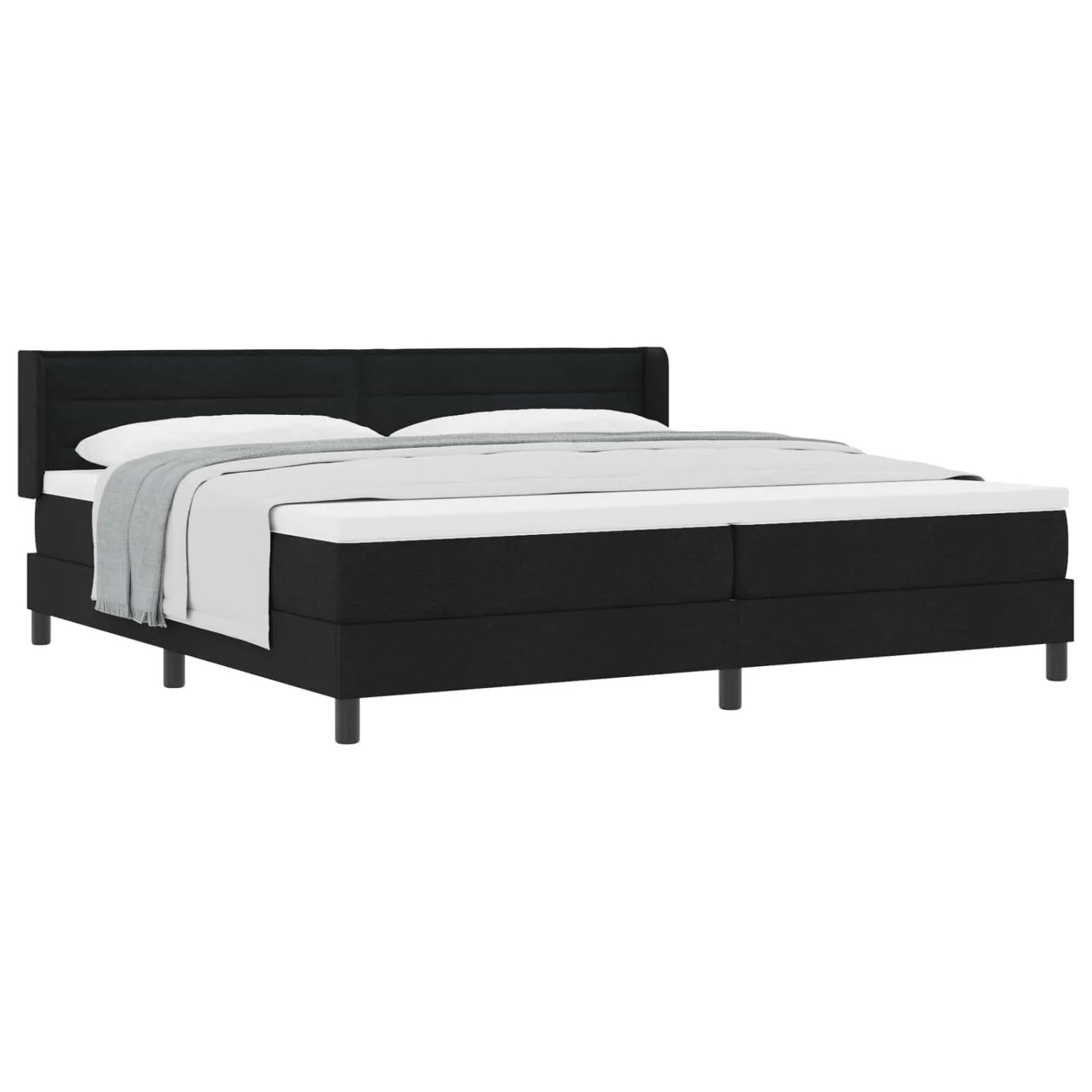 vidaXL Boxspringbett mit Matratze Schwarz 200 x 200 cm Polyester 3341064