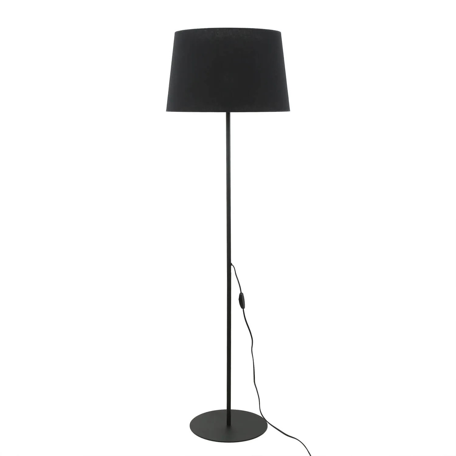 Licht-Erlebnisse Stehlampe Schwarz 148 cm Klein E27 Stoff Metall günstig online kaufen