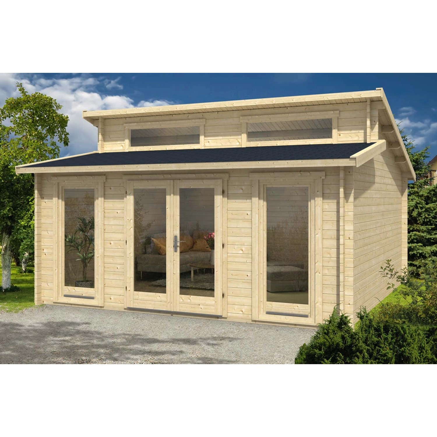 Alpholz Gartenhaus/Gerätehaus Narvig-B Pultdach 520 cm x 520 cm Braun