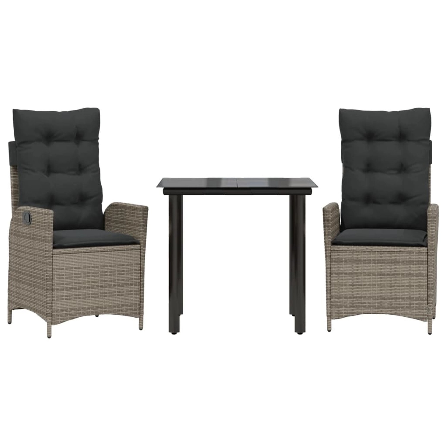 vidaXL 3-Tlg Garten-Essgruppe mit Kissen Grau Poly Rattan 3213224 günstig online kaufen