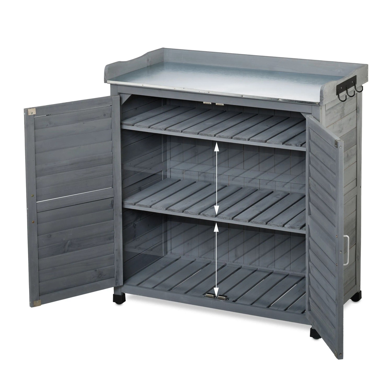 Relaxdays Pflanztisch Tannenholz Grau mit Unterschrank 92 cm x 90 cm x 45 cm 15,7 kg kaufen bei OBI