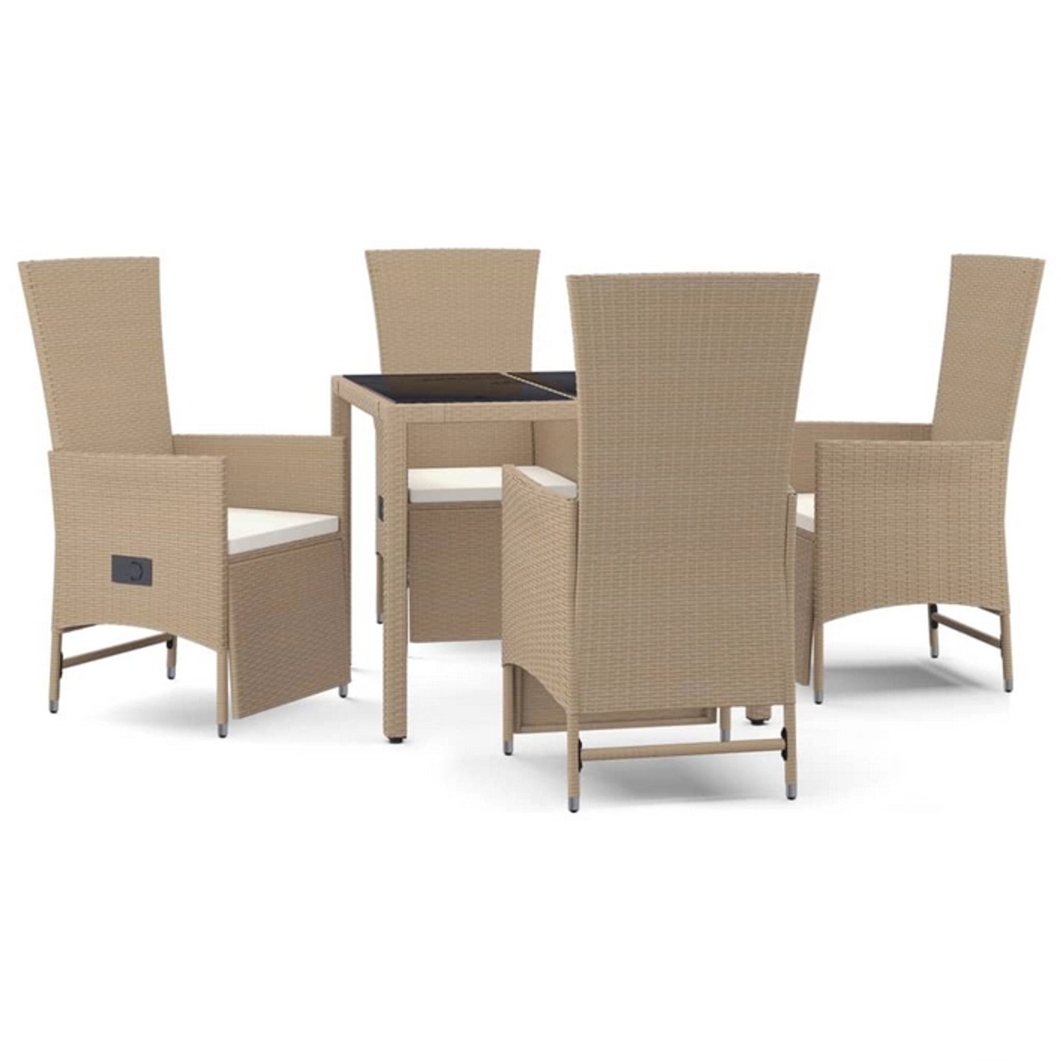 Vidaxl 5-tlg. Garten-essgruppe Mit Kissen Beige Poly Rattan günstig online kaufen