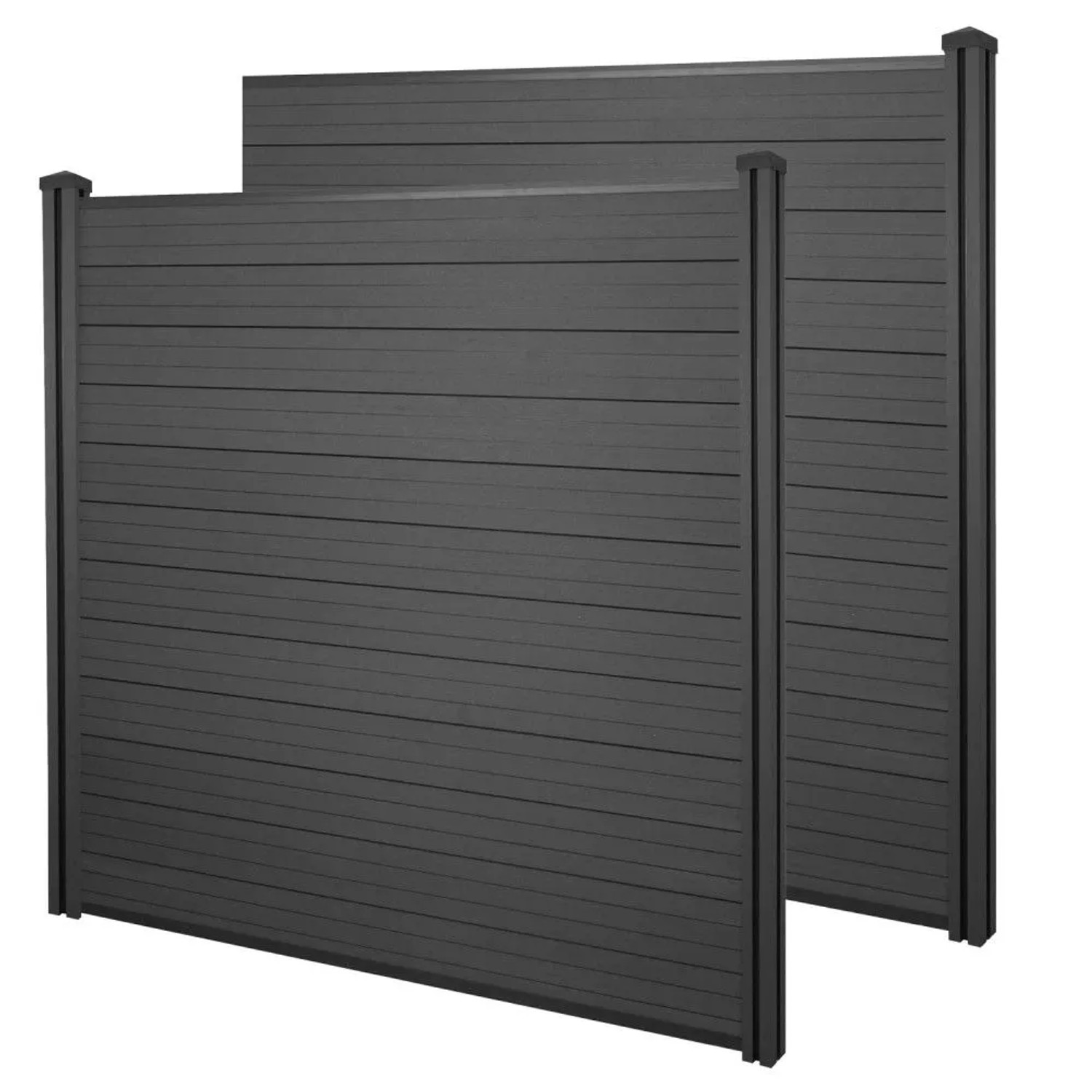 MCW WPC-Sichtschutz Savoie Windschutz Zaun WPC-Pfosten - 2er Set 3,76m Anthrazit