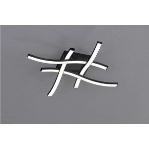 Moderne, schwarze LED-Deckenleuchte Route, 4-flammig, für Wohnräume.