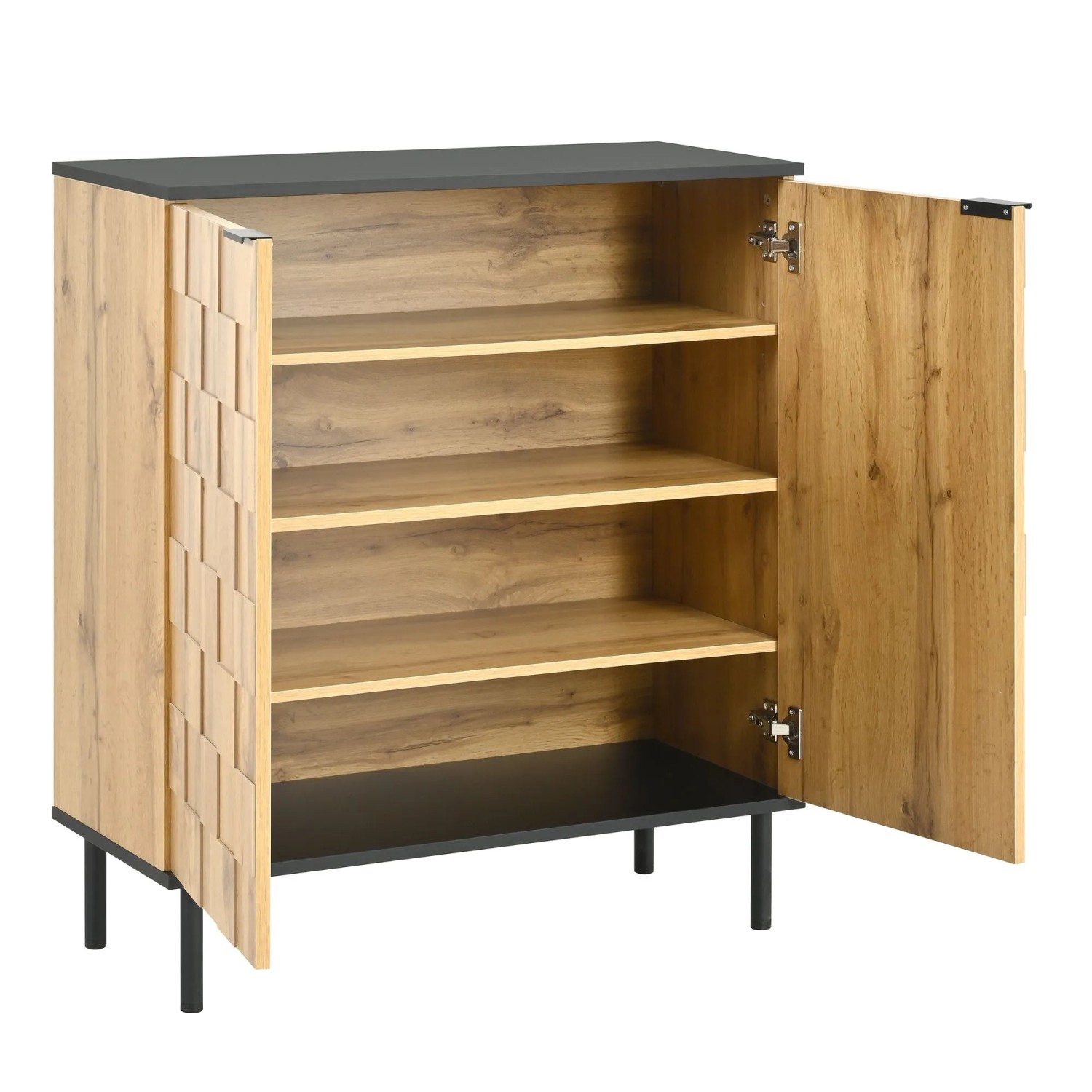 okwish Schuhschrank mit Mosaik Türen Flur 80x35x91cm Natur