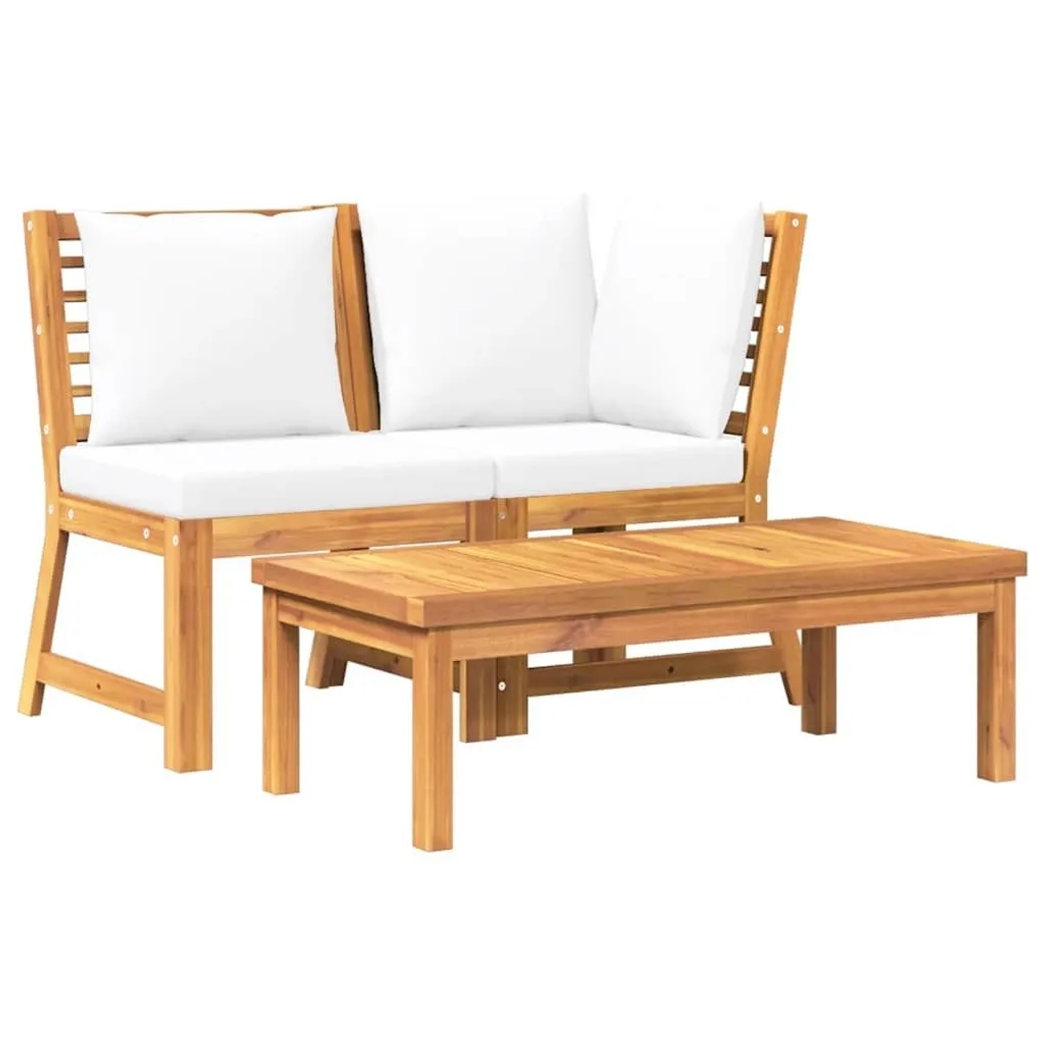 vidaXL 3-Tlg Garten-Lounge-Set mit Creme Kissen Akazie Massivholz 311834