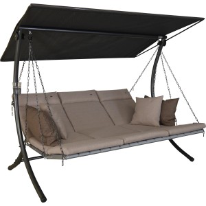 Angerer Hollywoodschaukel Luxus Smart Sand mit Sonnendach und bequemen Kissen.