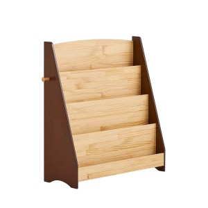 SoBuy Kinder Bücherregal mit 4 Fächern und 2 Haken, Kiefernholz natur/braun, 91x89x30cm