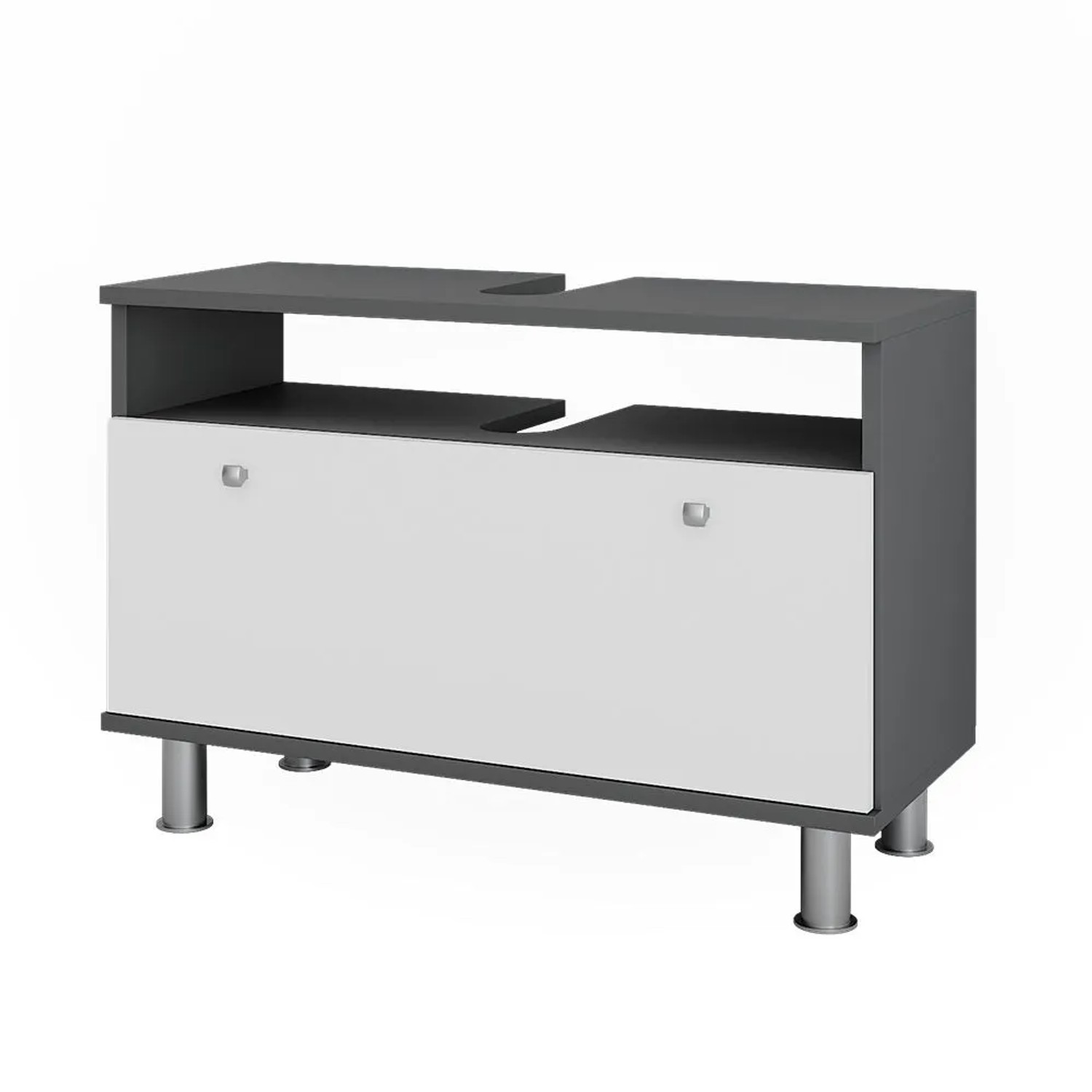 Vicco Waschbeckenunterschrank Fynn Weiß Hochglanz Anthrazit 80 x 54 mit Schublade