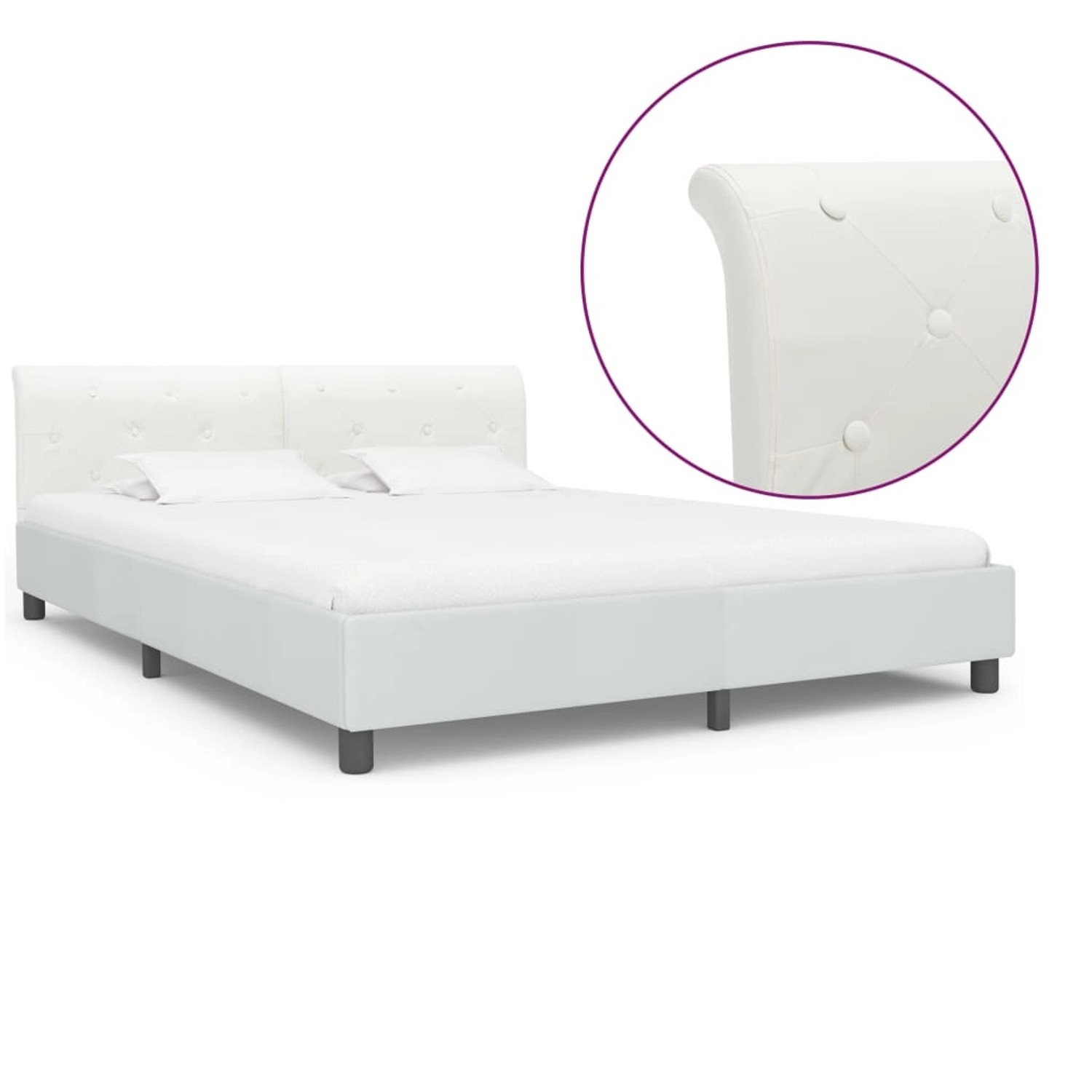 vidaXL Bettgestell Weiß Kunstleder 160 x 200 cm 284874