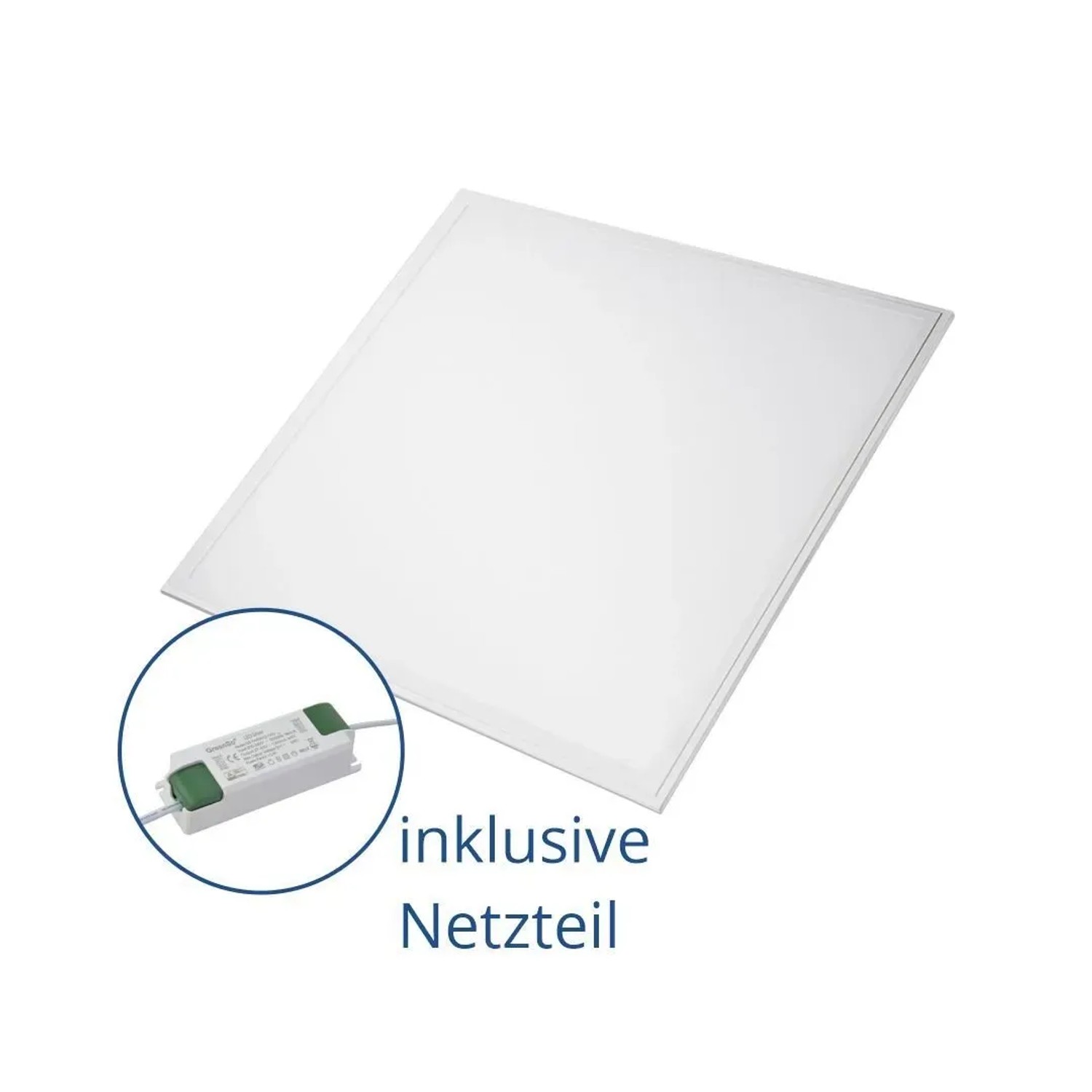 LUXULA LED Panel Rasterleuchte 62x62cm mit Netzteil, neutralweiß, für Deckenmontage.