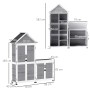 Outsunny Gartenschrank, Tannenholz, hellgrau, mit Maßangaben. Werkzeugschrank für Garten.