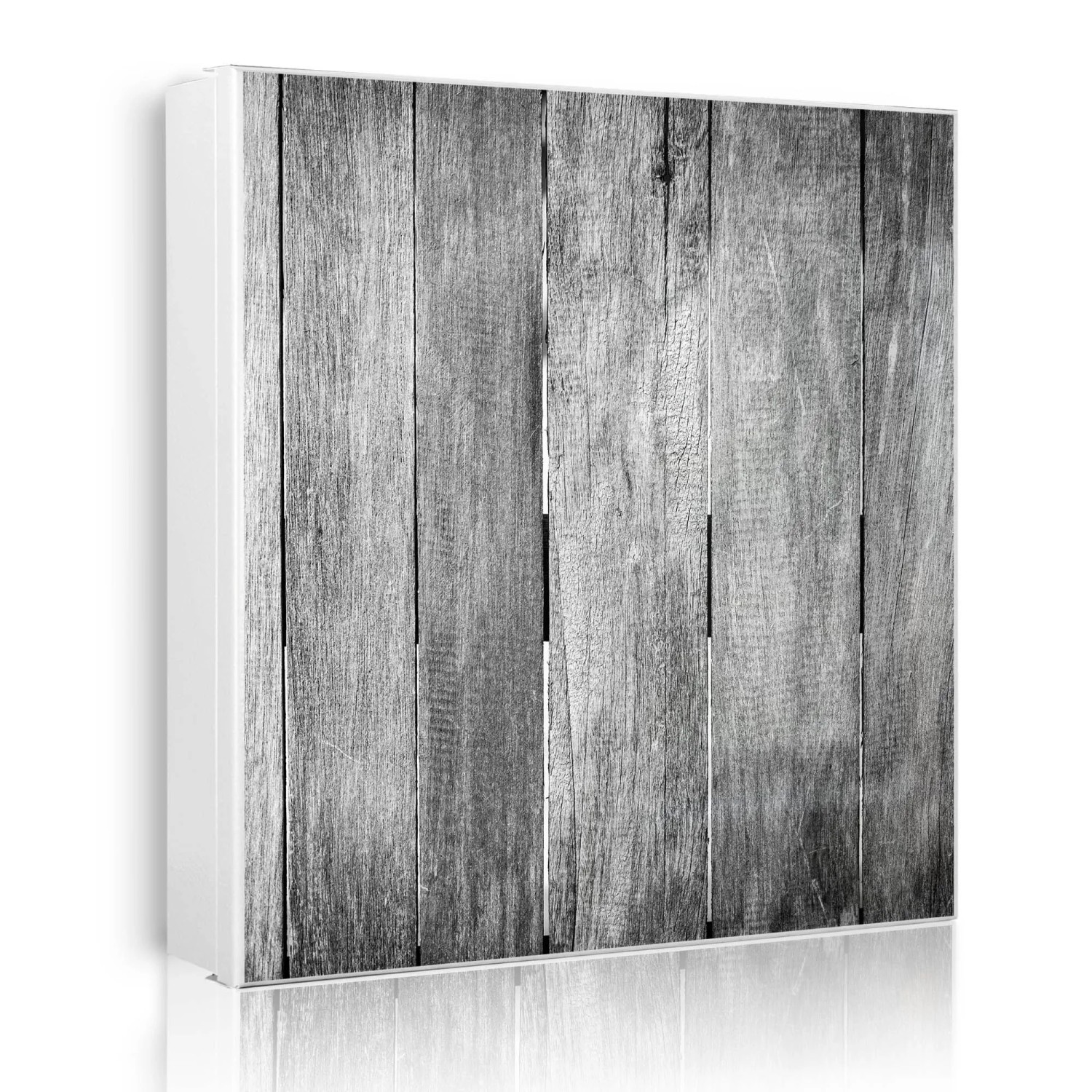 Banjado Großer Schlüsselkasten Metall 30x30cm Weiß Scharnier Rechts 50 Haken Beschreibbar Magnetisch Motiv Holz Monochrom