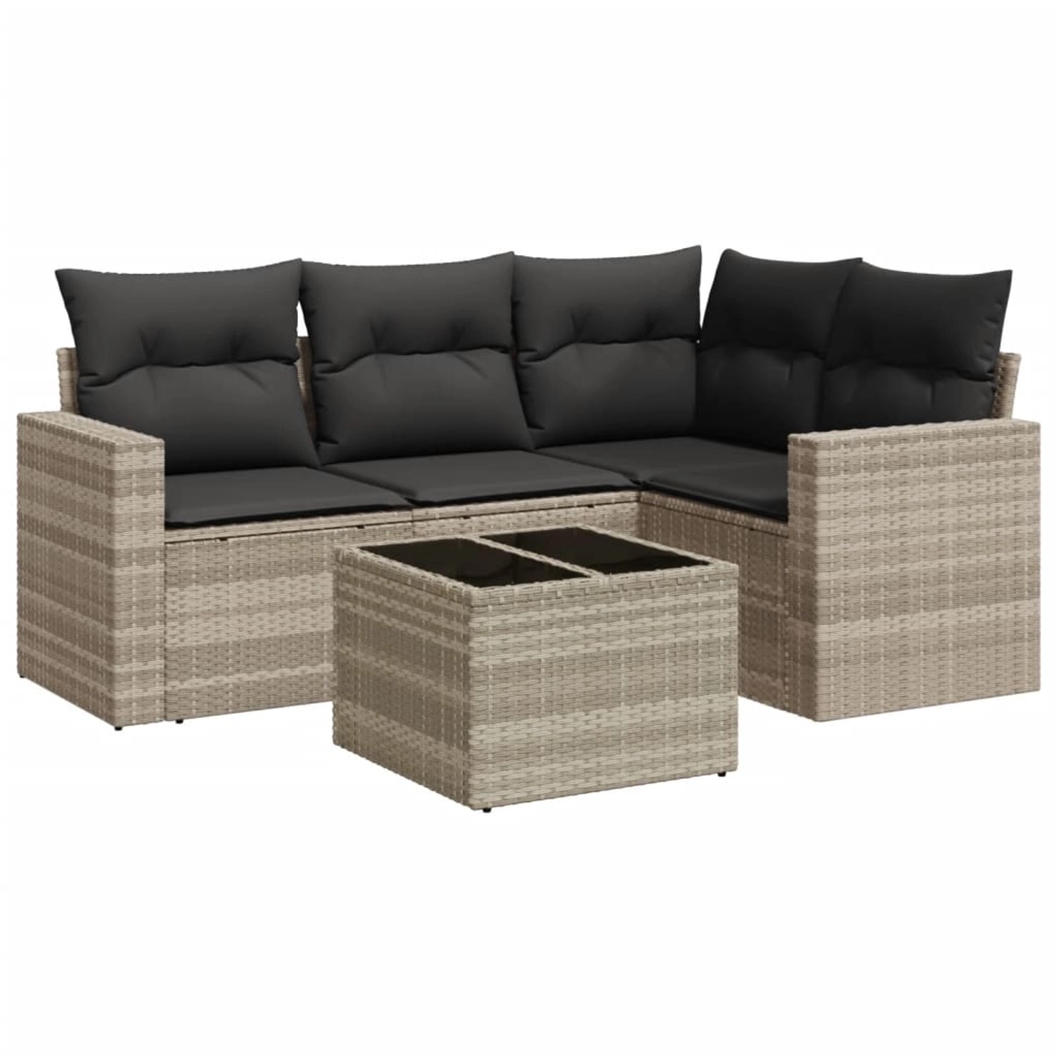 vidaXL 5-tlg Garten-Sofagarnitur mit Kissen Hellgrau Poly Rattan Modell 24 günstig online kaufen