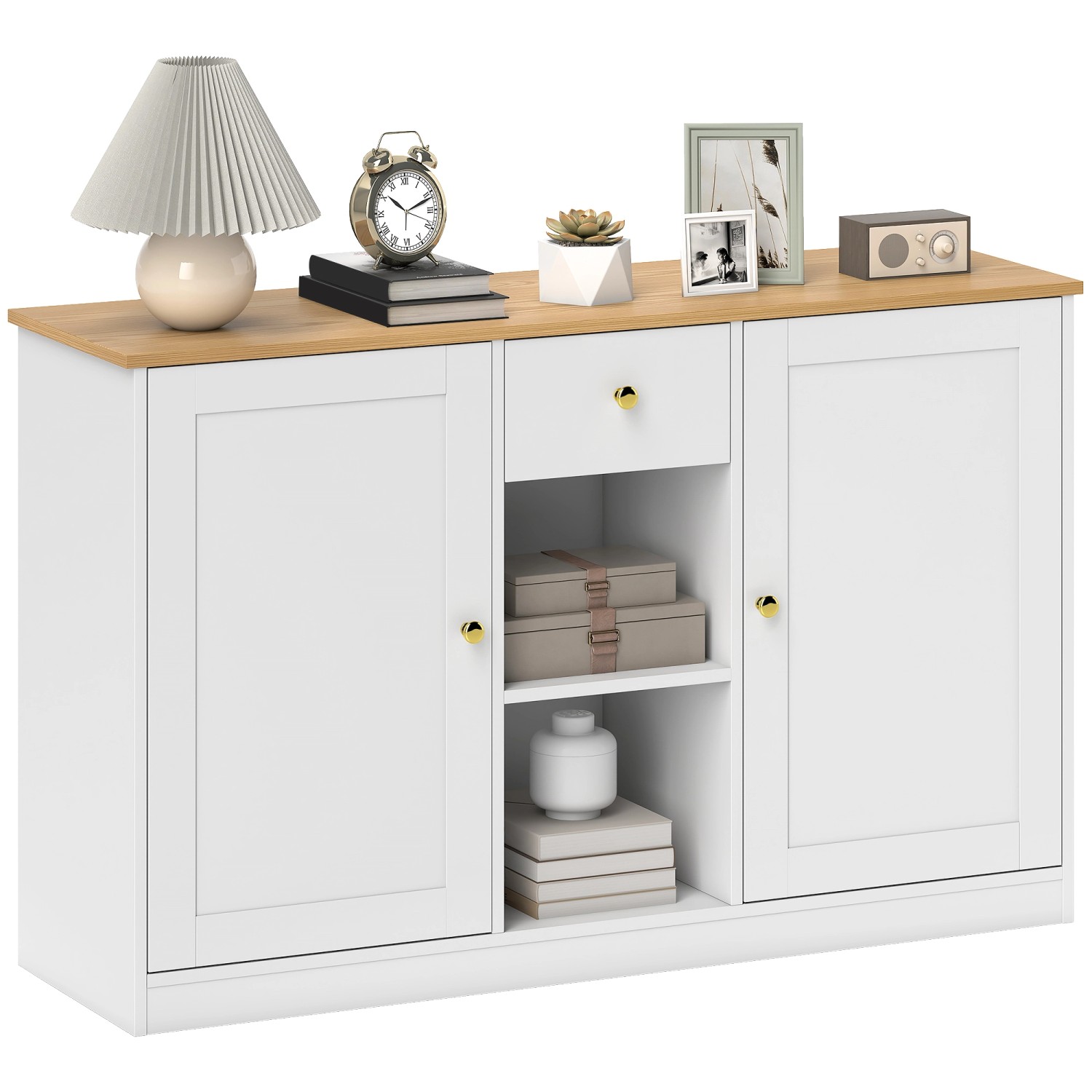 HOMCOM Sideboard Spanplatte 120L x 35B x 75,2H cm Weiß günstig online kaufen