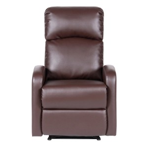 Svita Lex Relaxsessel mit Aufstehhilfe, braunes Kunstleder, Frontansicht.