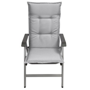 Hellgraue Beautissu Base HL Hochlehner Auflage 120x50x6cm für Gartenstühle.