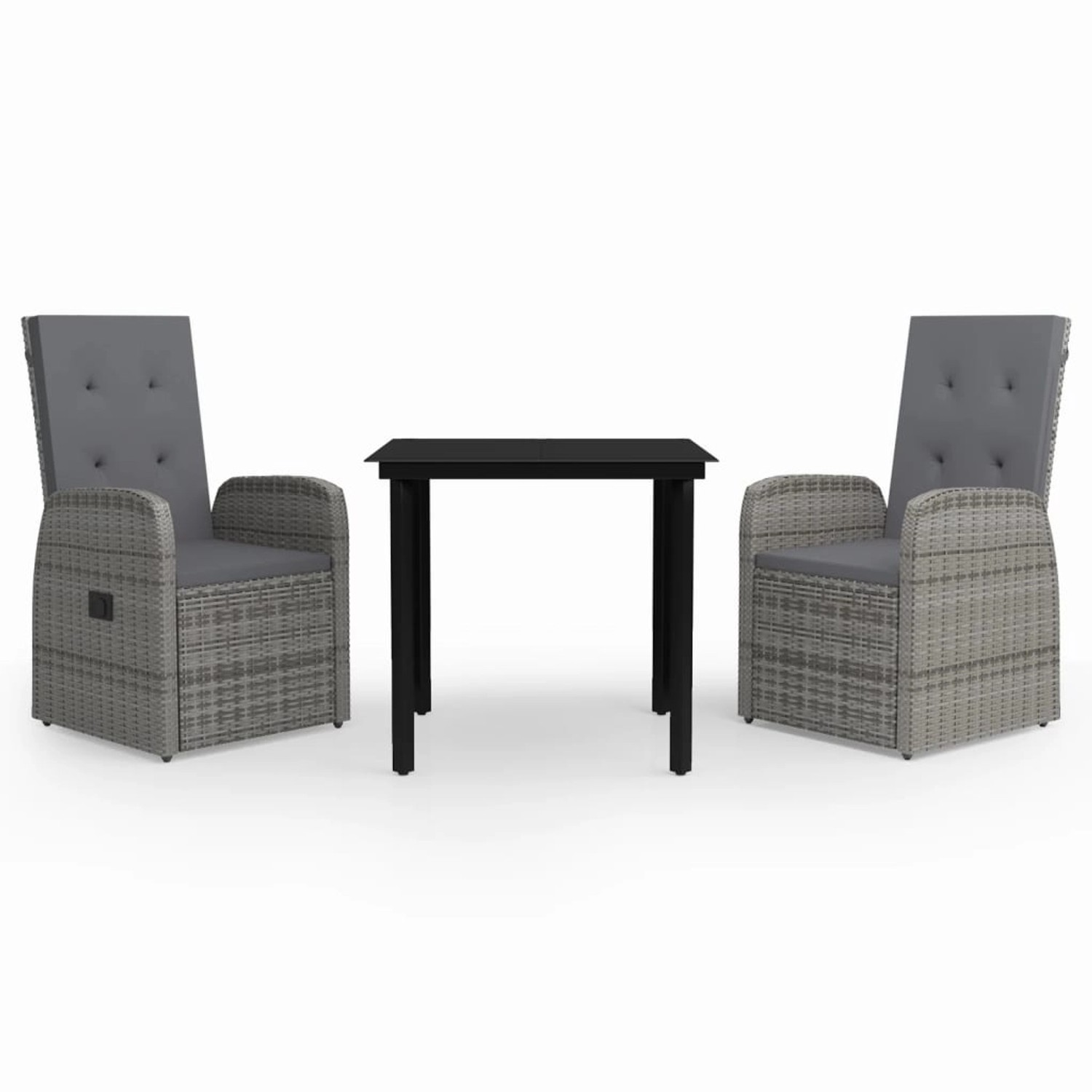 vidaXL 3-Tlg Garten-Essgruppe mit Kissen Grau 3099473