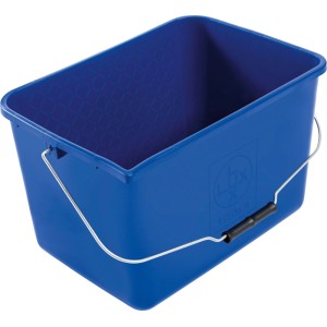 Blauer LUX-TOOLS Farbeimer (8 l) aus robustem Kunststoff mit Metallgriff für Renovierungsarbeiten.