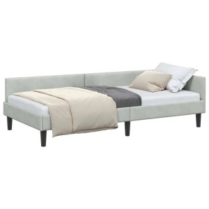 vidaXL Eckbettgestell mit Kopfteil Hellgrau 100 x 200 cm Stoff 42016164