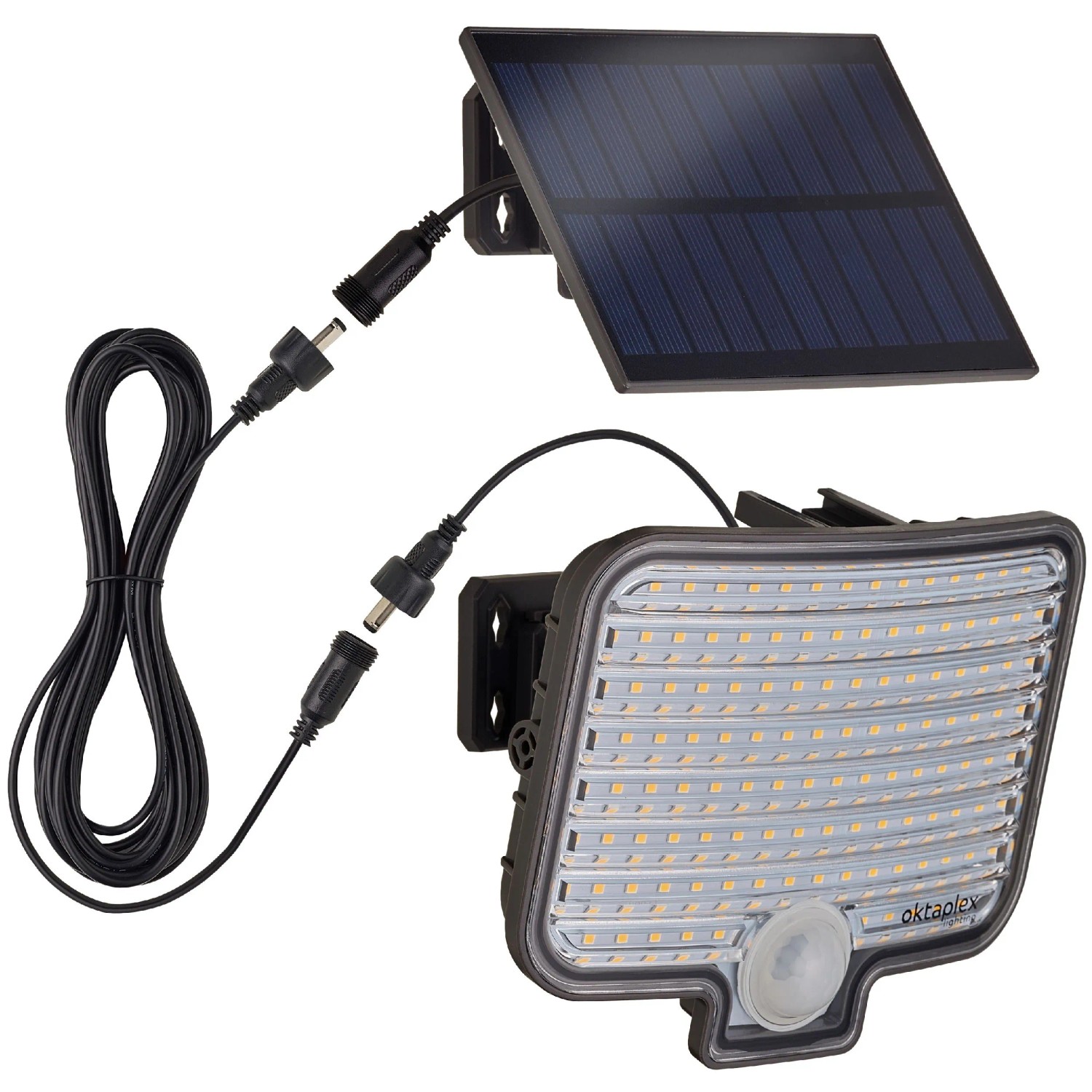 Oktaplex Ede Solar-Außenleuchte mit Bewegungsmelder LED-Solarstrahler 500lm Warmweiß 3000K IP44 Akku Anthrazit
