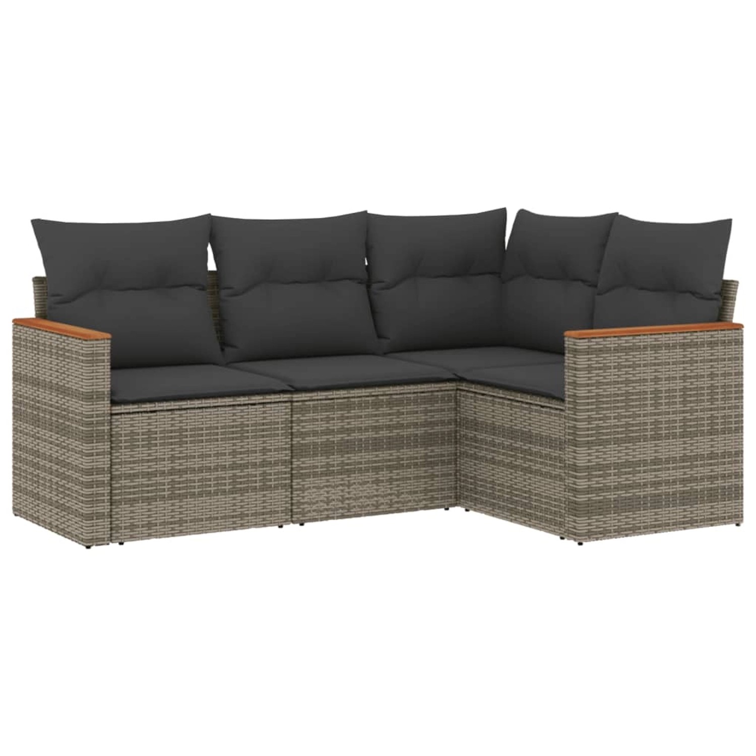 vidaXL 4-Tlg Garten-Sofagarnitur mit Kissen Grau Poly Rattan 3258336 günstig online kaufen