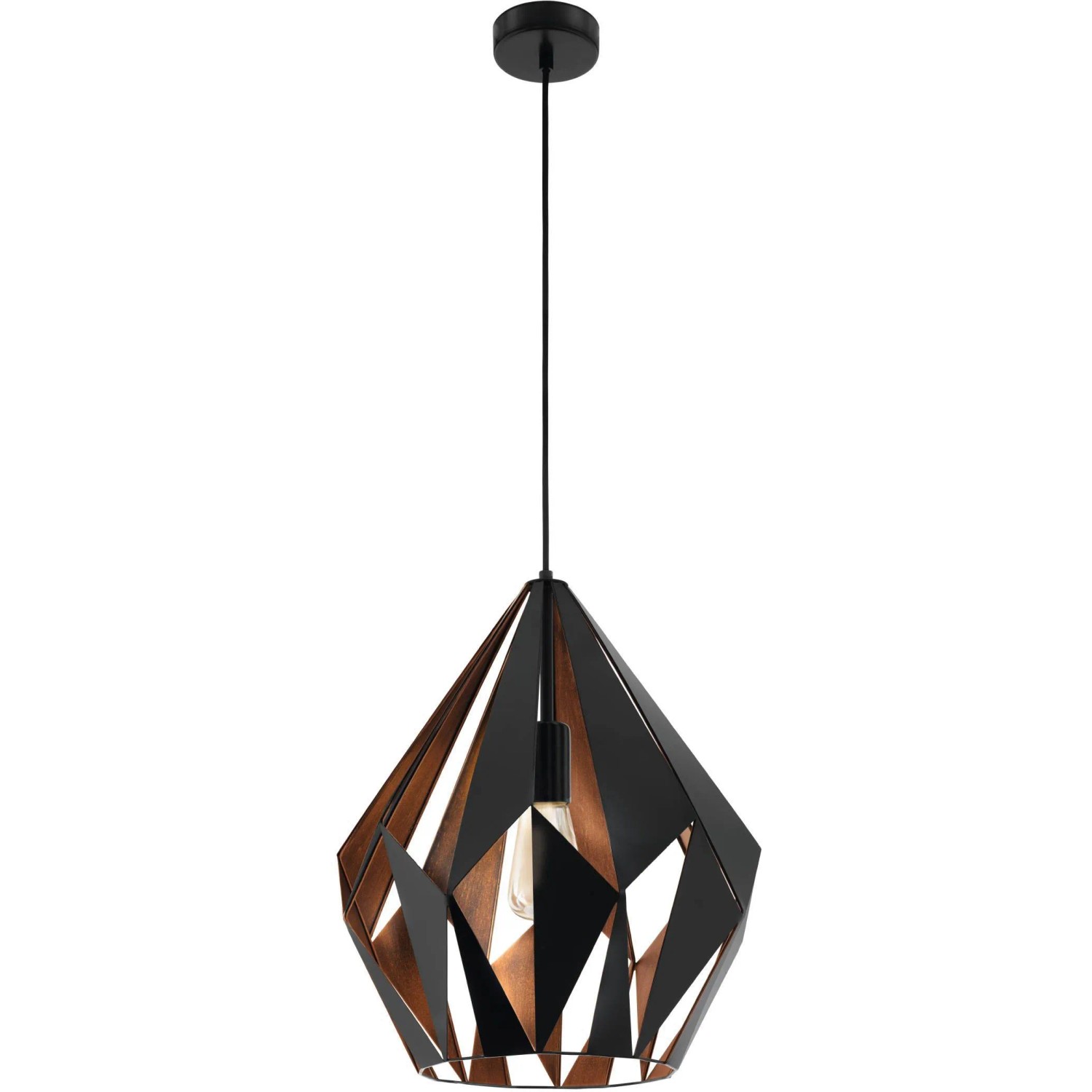 Eglo Hängeleuchte Carlton, schwarz-kupferfarben, im Vintage Design für Wohnräume.