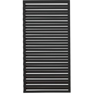 Schwarzer Sichtschutzzaun Osaka aus Nadelholz, 90x180cm, mit horizontalen Lamellen.