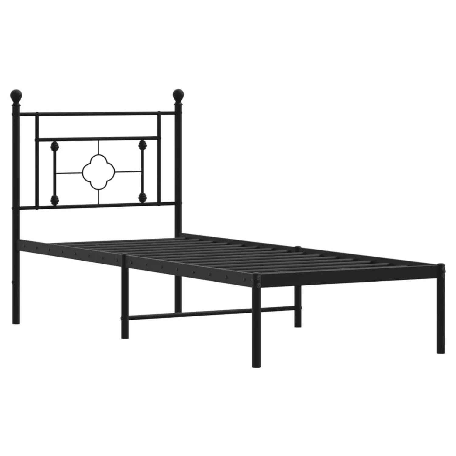 Schwarzes vidaXL Bettgestell mit Kopfteil, Metall, 80x200 cm. Modernes Design für Schlafzimmer.