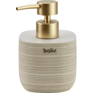 Beige-goldener baliv Cosy Wave Seifenspender mit Linienstruktur für ein modernes Bad.