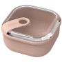 Rotho Frischhaltedose Ela, 0,425 l, rosa, quadratische Vorratsdose mit transparentem Deckel.