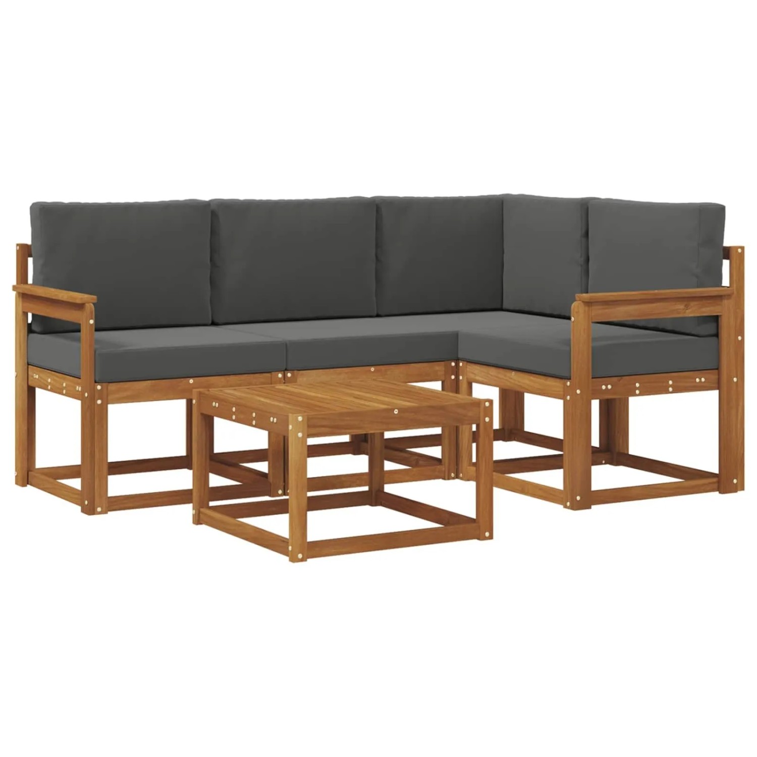 vidaXL Outdoor-Sofagarnitur mit Kissen 5 Stk Natur und Anthrazit 3366350