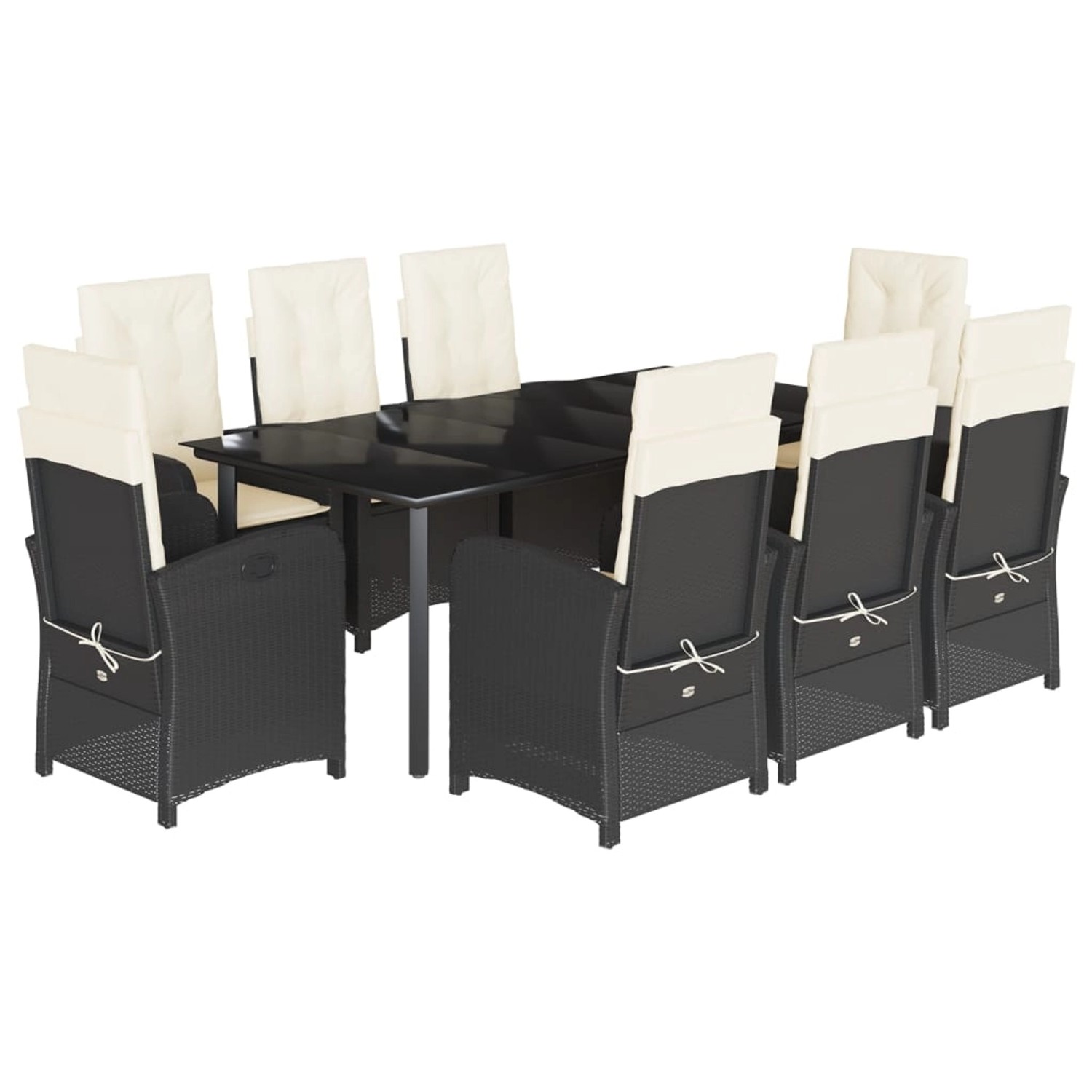vidaXL 9-Tlg Garten-Essgruppe mit Kissen Schwarz Poly Rattan 3212308 günstig online kaufen