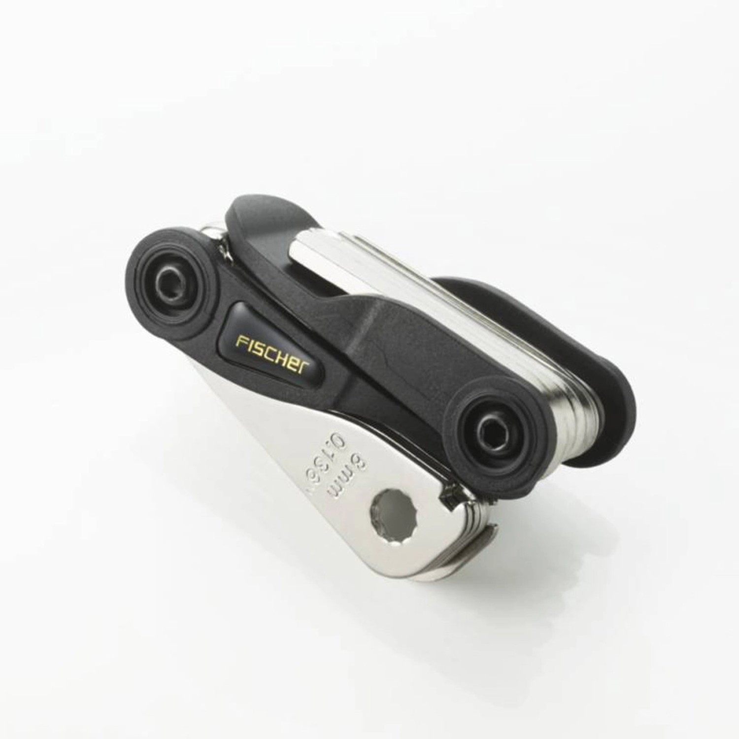 Fischer Faltwerkzeug mit 18 Funktionen für Reparaturen, kompakt und vielseitig.