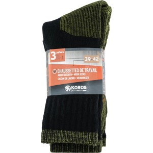 3 Paar Socken Bamboo, schwarz-grün, Größe 39/41, ideal für Gartenarbeit und Sicherheitsschuhe.