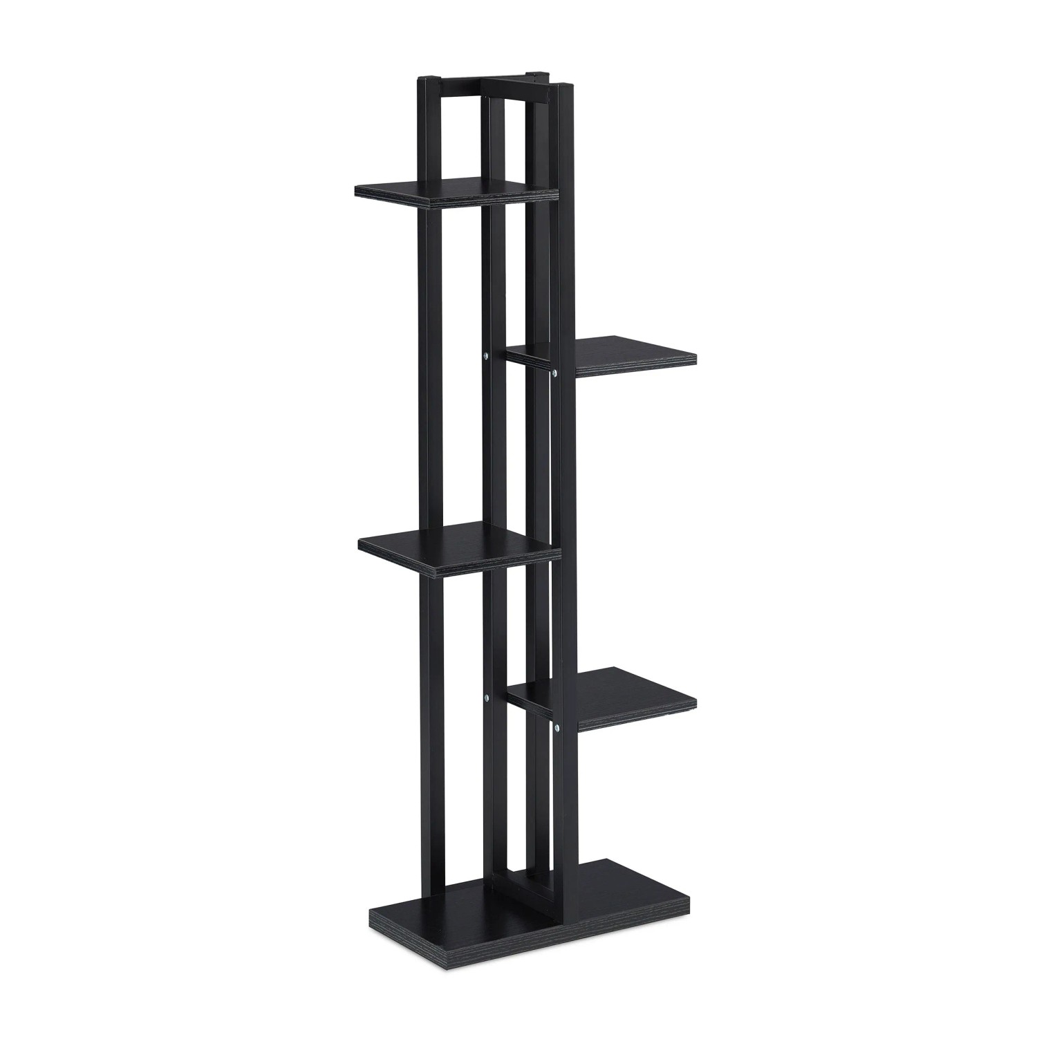 Relaxdays Pflanzenregal Stahl MDF Schwarz 5 Ablagen 117 cm x 43 cm x 22 cm 6,4 kg