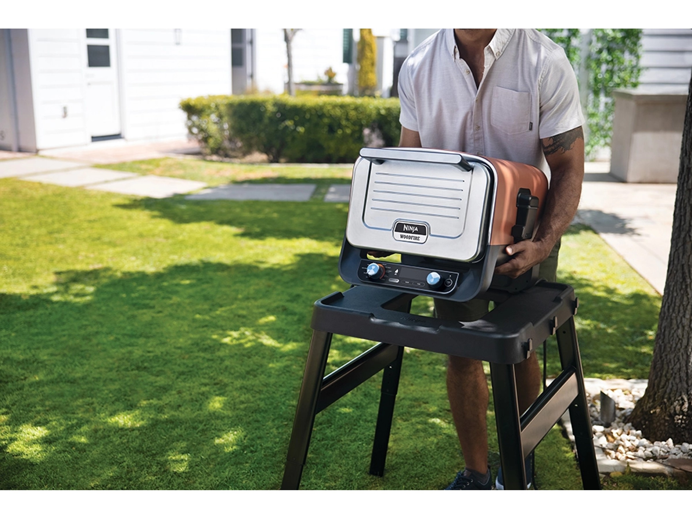 FIRE STAND「hi-raku」 Ninja Woodfire Adjustable Stand & Side Table, Outdoor Oven & BBQ